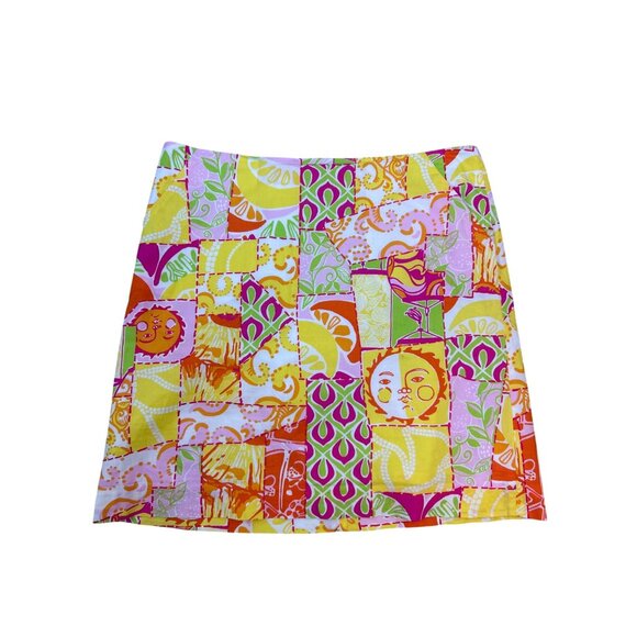 Lilly Pulitzer Women's A-Line Citrus & Sunshine Patchwork Skirt Cotton Pockets 4 - Picture 1 of 11